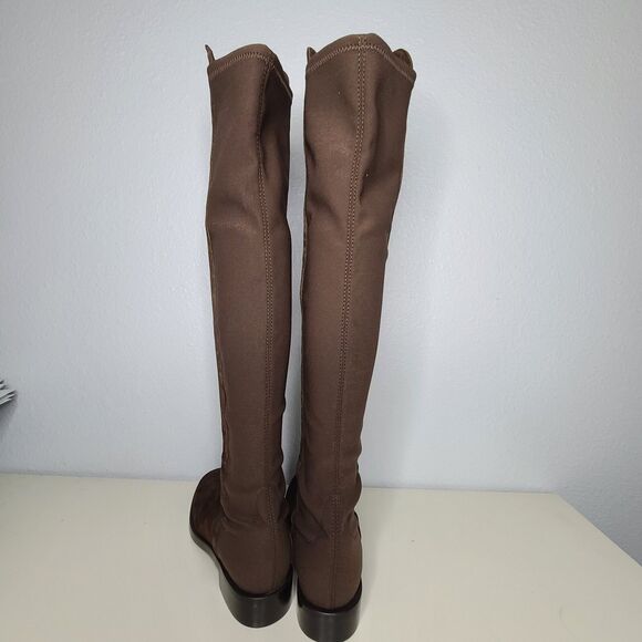 Stuart Weitzman OTK Tall Boots Keelan Brown Suede Pull On Flat Women Sz 7.5 New - Picture 6 of 10